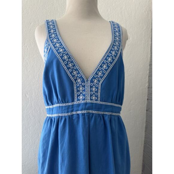 J.Crew Goddess Maxi Dress Eyelet Trim Linen Blend Lined Summer Beach Sz Med - Picture 5 of 16
